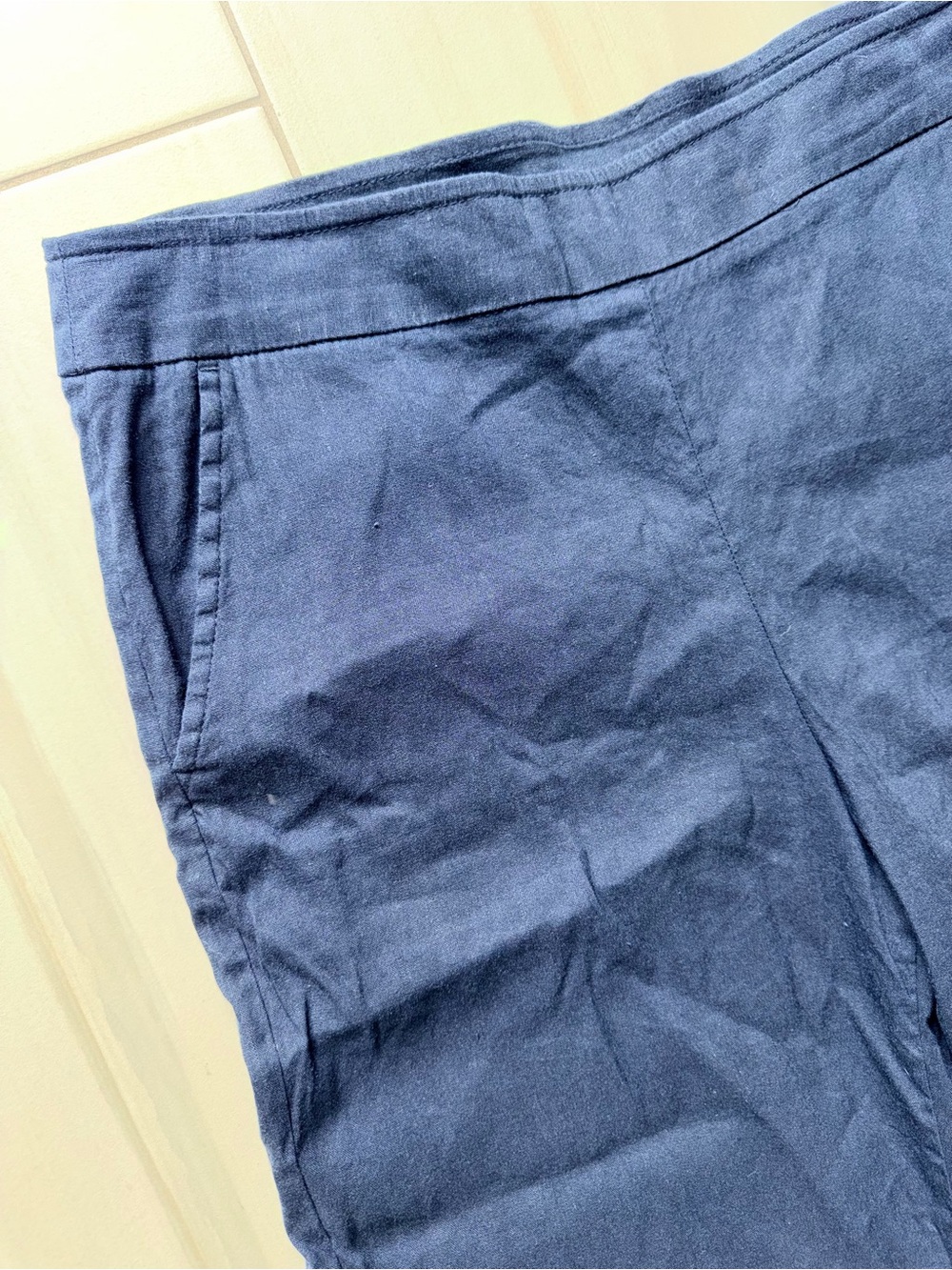 Chico’s Women’s Navy Straight-Leg Linen Pants size 12 - Picture 2 of 5